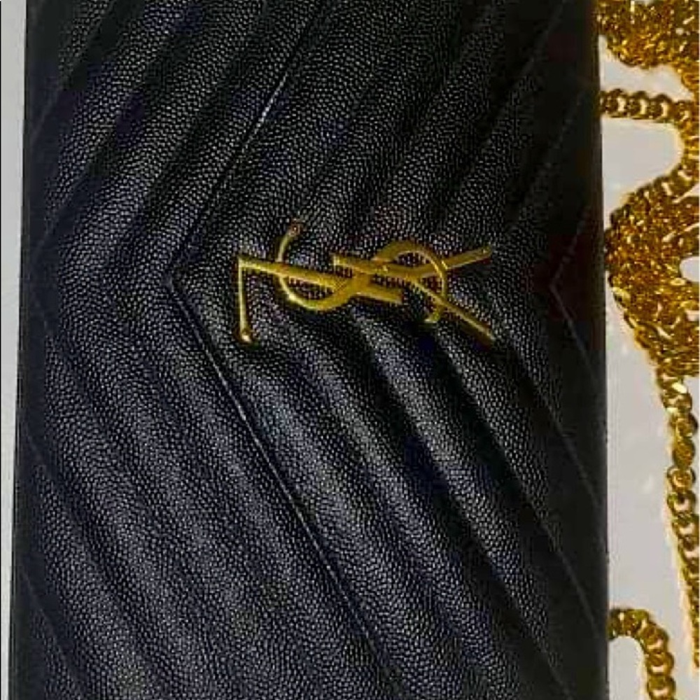 Saint Laurent Envelope Quilted Leather Chain Wallet Gem